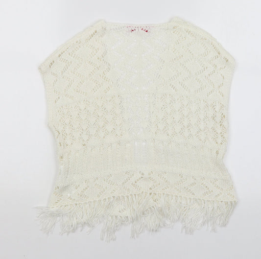 YD Girls White Wrap Jumper Size 7-8 Years
