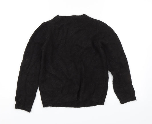 M&S Girls Black Pullover Jumper Size 11-12 Years - Heart
