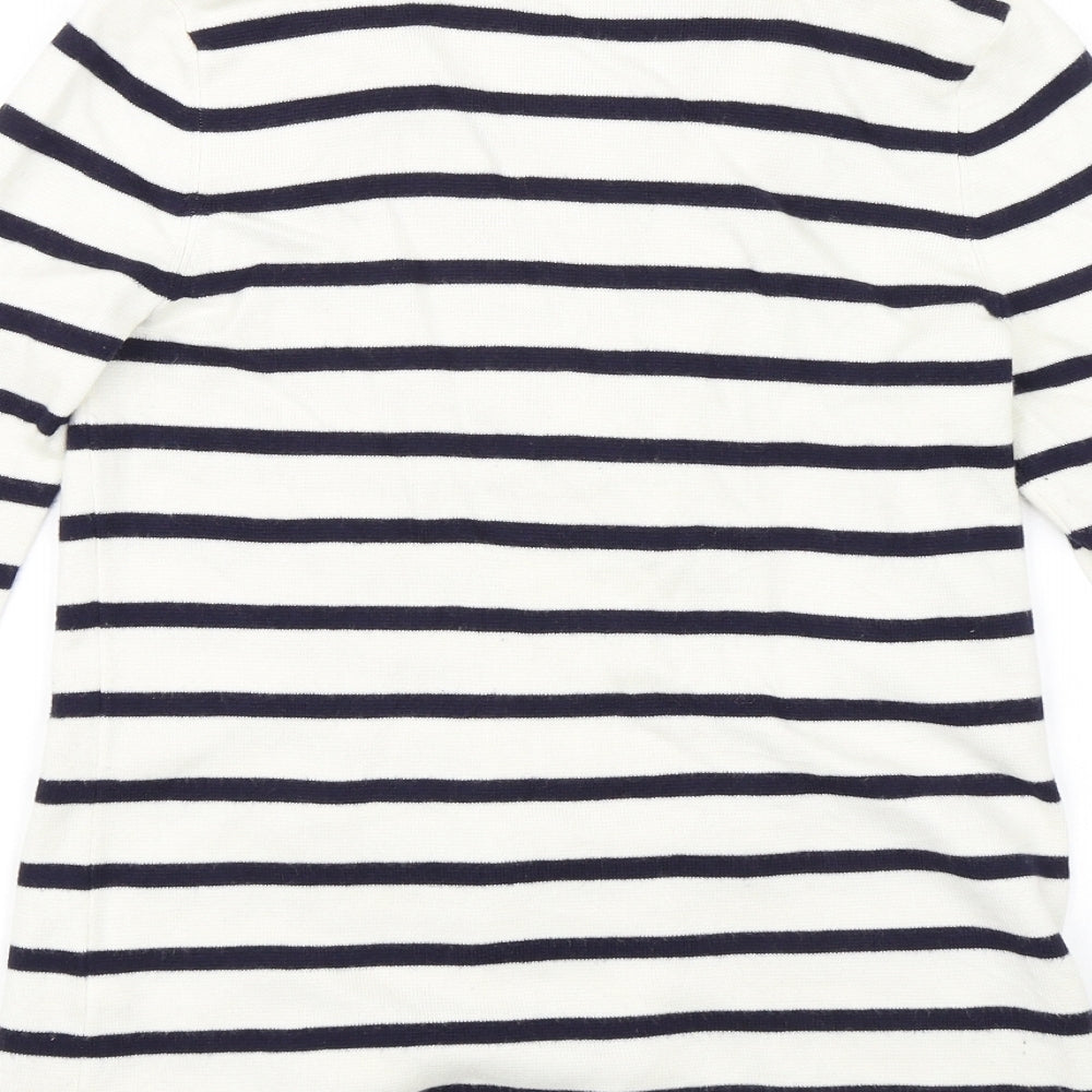 M&S Womens White Striped Jacket Size 10