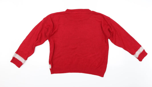 Preworn Womens Red Pullover Jumper Size S - Deer