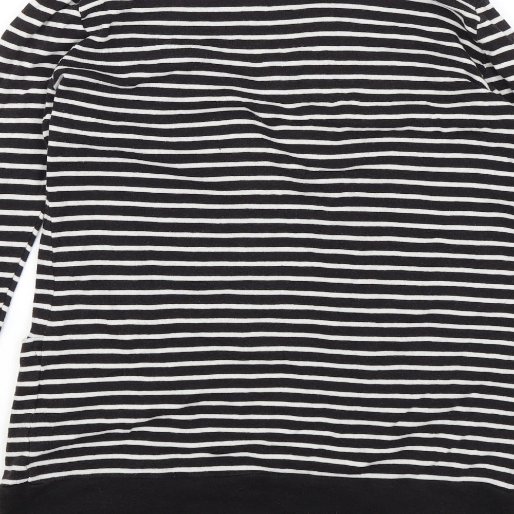 Brand and care label for Papaya women’s black striped jacket, size UK 8