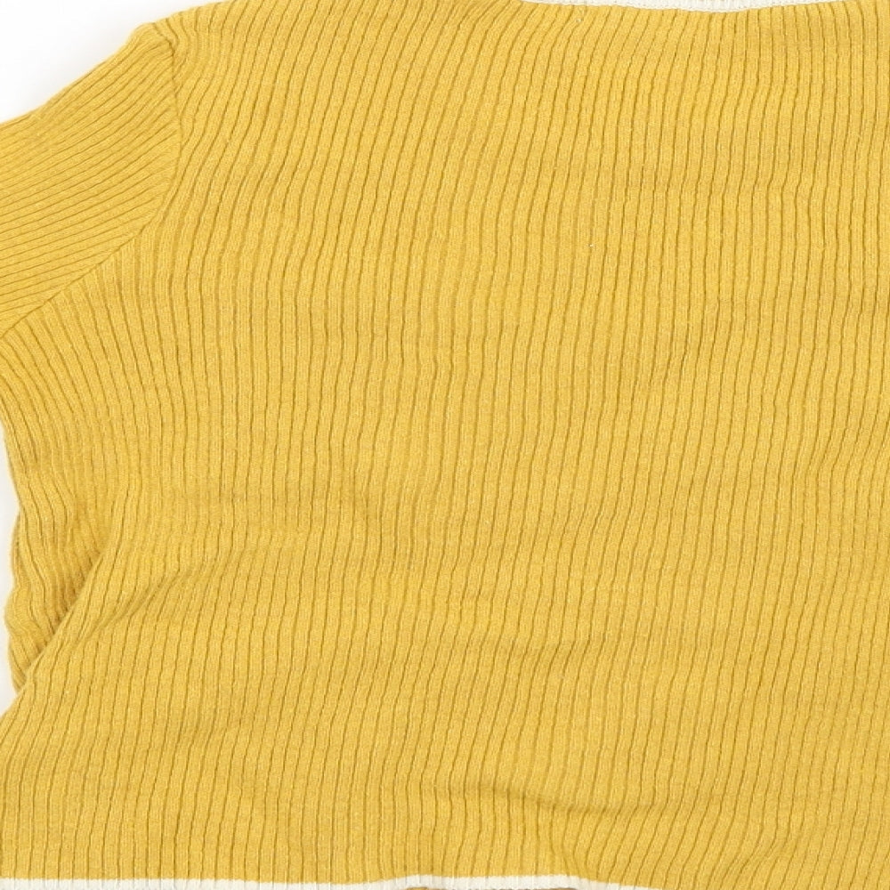 Brand and care label for Cooperative women’s yellow jumper, size XS