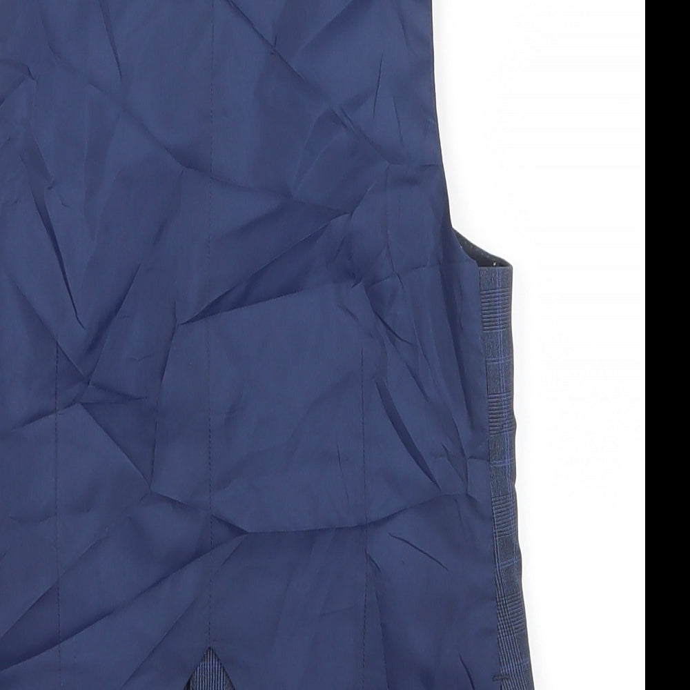 Brand and care label for Albion boys’ blue jacket waistcoat, size 6, years