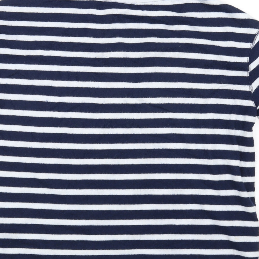 Marks and Spencer Womens Blue Striped Basic T-Shirt Size 8
