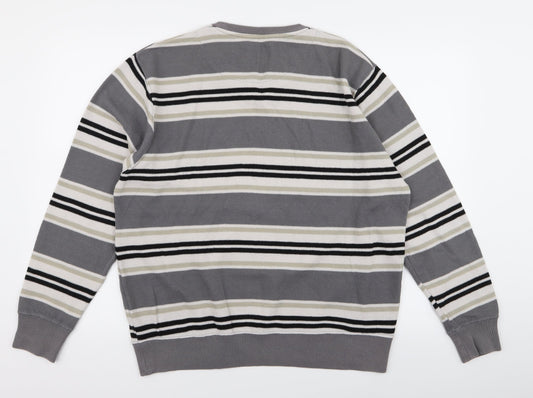 Hutson Harbour Womens Grey Striped Pullover Jumper Size L