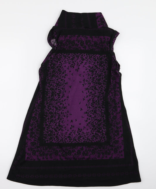 mandi Womens Purple Floral A-Line Size 10