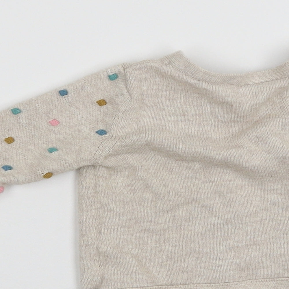 Brand and care label for Tu Baby Beige Cardigan Jumper, size 3-6, Months