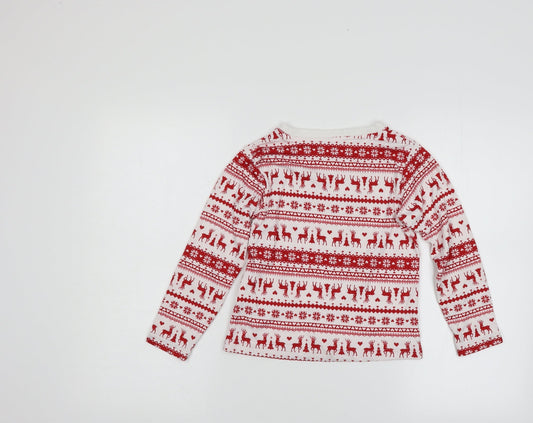 Preworn Boys Red Fair Isle Pullover Jumper Size 6 Years