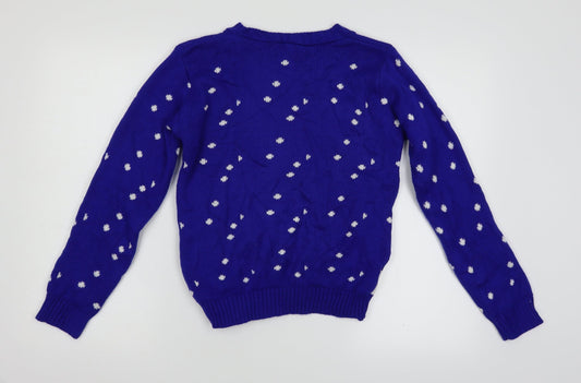 Gazelle London Girls Blue Polka Dot Pullover Jumper Size 11 Years