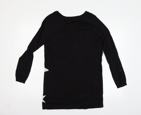 H&M Womens Black Geometric Pullover Jumper Size 10