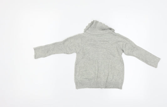Preworn Girls Grey Cardigan Jumper Size 3 Years