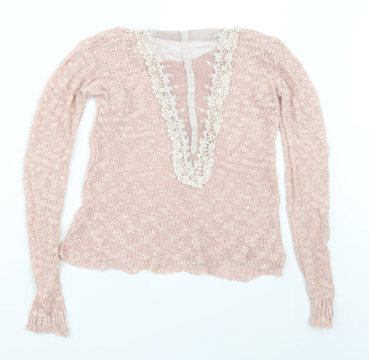 Apricot Womens Pink Knit Pullover Jumper Size S