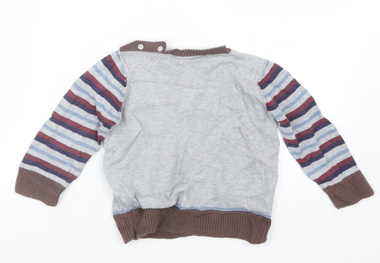 Matalan Boys Grey Knit Pullover Jumper Size 3-4 Years