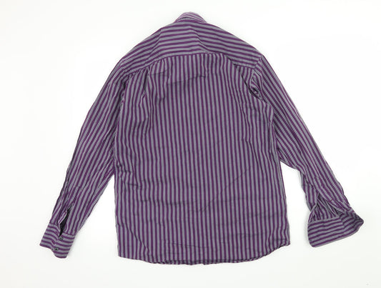 Sand Womens Purple Striped Basic Button-Up Size M