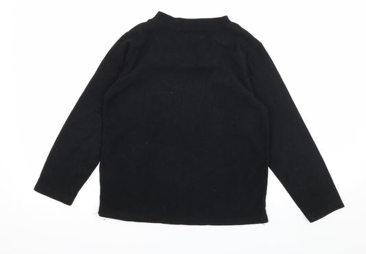 Primark Boys Black Solid Fleece Pyjama Top Size 9-10 Years