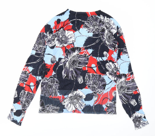 Linea Womens Blue Floral Pullover Jumper Size 10