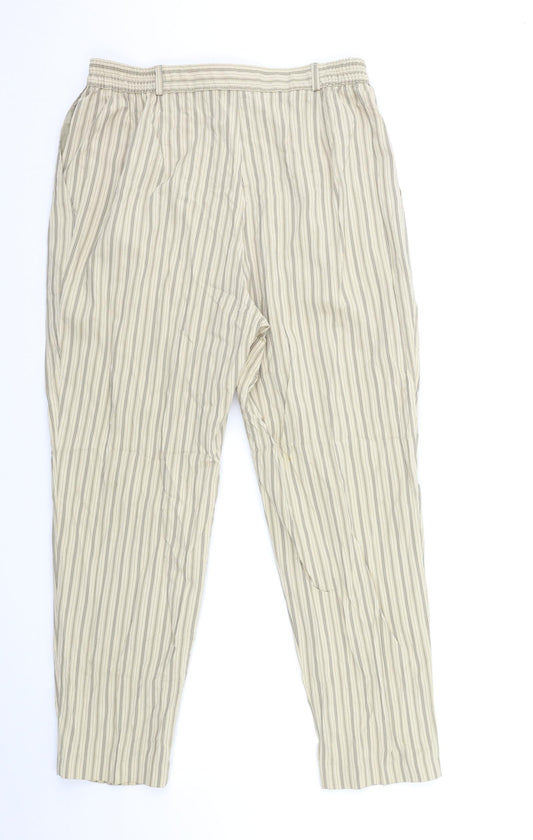 Marks and Spencer Womens Beige Striped Trousers Size 30 in L28 in