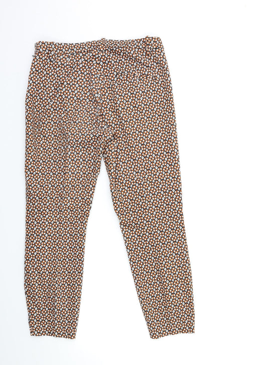 H&M Womens Brown Geometric Trousers Size 28 in L26 in