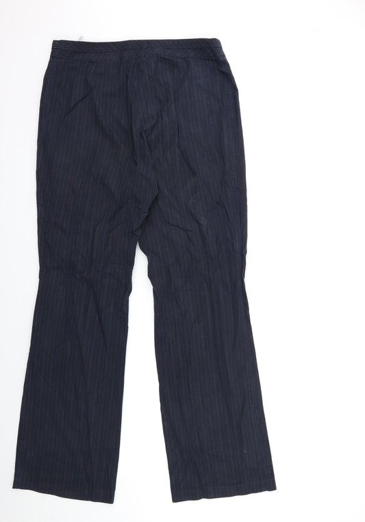 Marks and Spencer Womens Blue Striped Trousers Size 14 L31 in