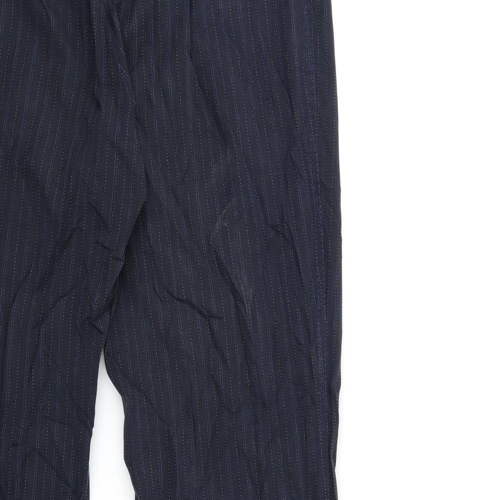Marks and Spencer Womens Blue Striped Trousers Size 14 L31 in
