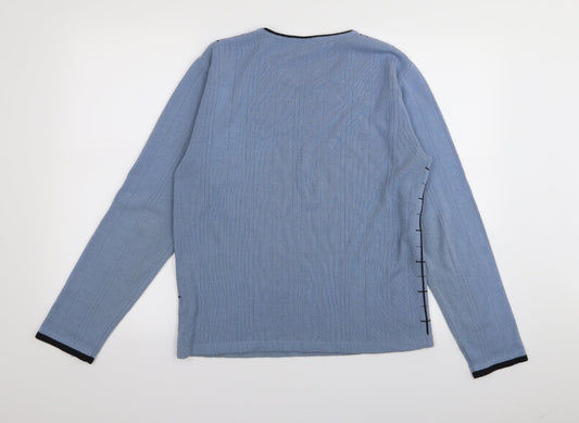 m3m Womens Blue Check Pullover Jumper Size S
