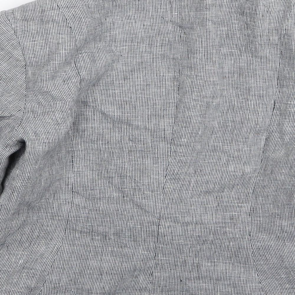 Brand and care label for alex & co women’s grey check jacket blazer, size UK 12