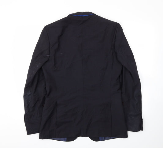 Zara Mens Blue Striped Jacket Blazer Size 38