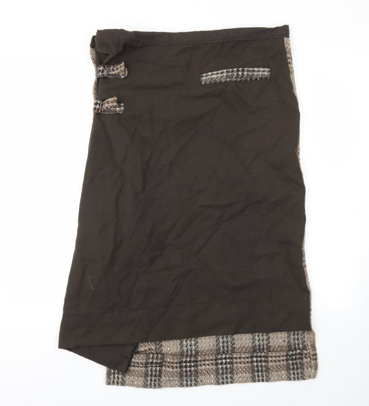 Preworn Womens Brown Check Flare Skirt Size 34