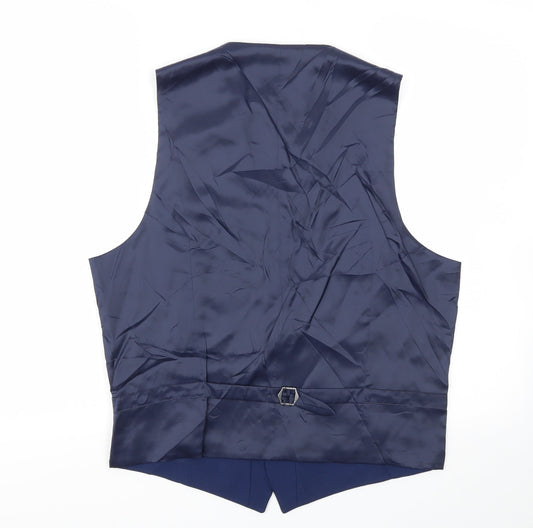 M&S Mens Blue Jacket Suit Waistcoat Size M
