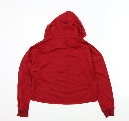 Preworn Girls Red Colourblock Pullover Hoodie Size S
