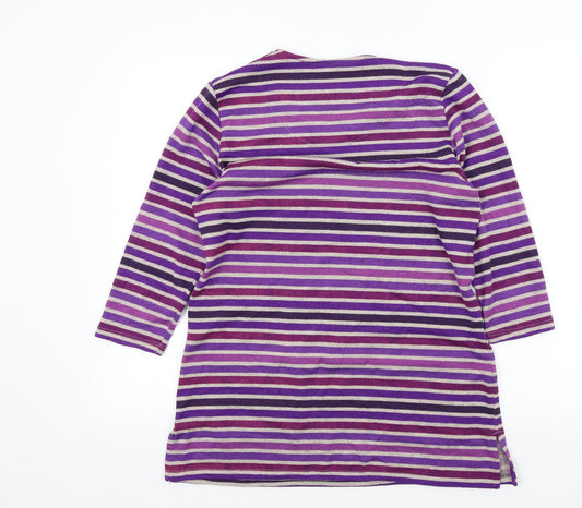 TIGI Womens Purple Striped Pullover Jumper Size 10