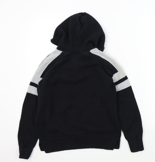 H&M Boys Black Colourblock Pullover Hoodie Size 11-12 Years