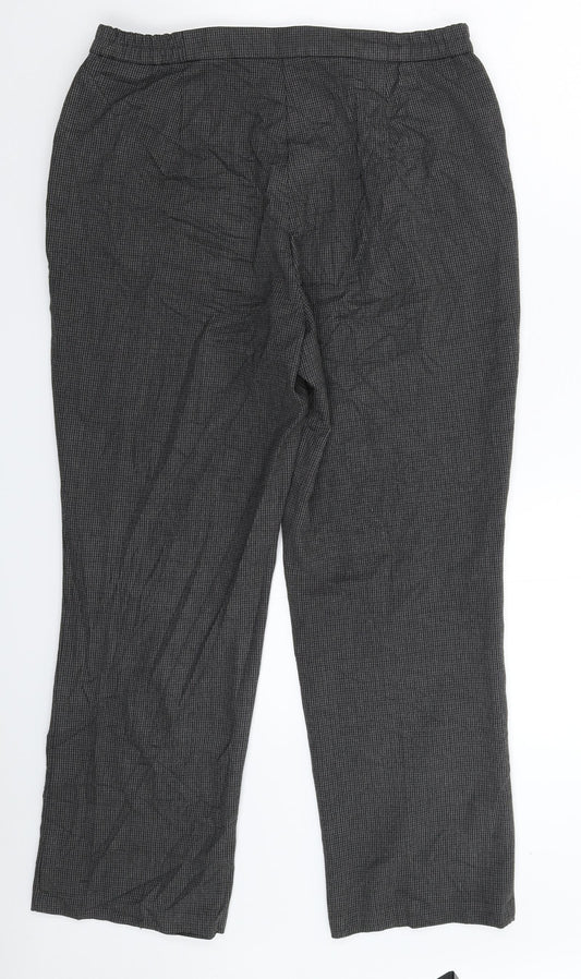 Marks and Spencer Womens Grey Houndstooth Trousers Size 12 L27 in