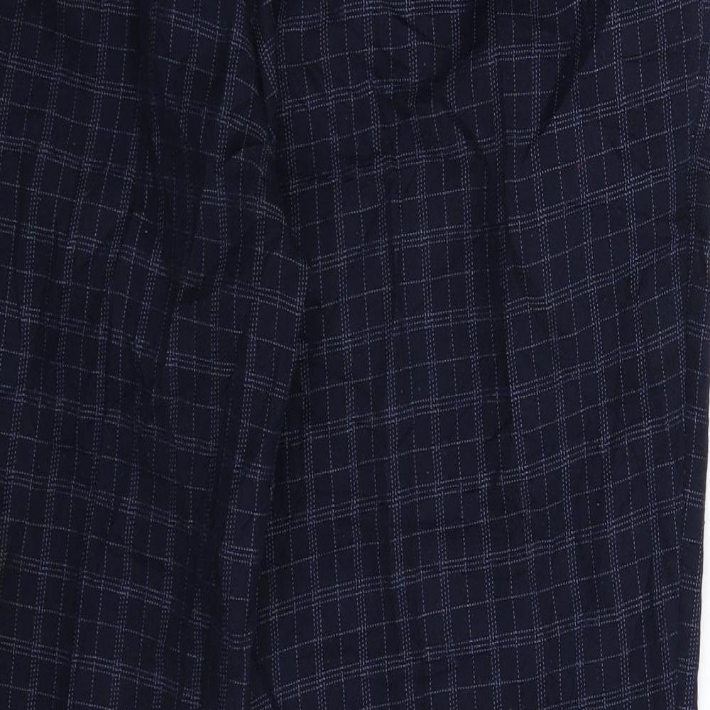 Marks and Spencer Womens Blue Check Trousers Size 14 L28 in