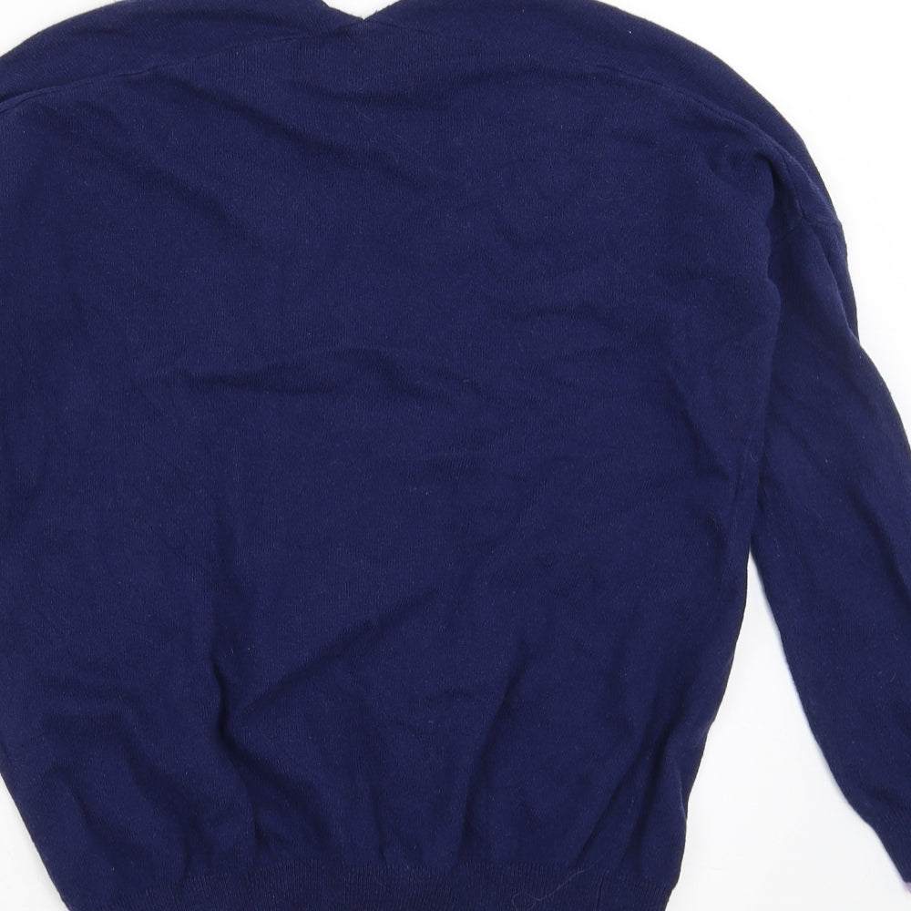 Brand and care label for ASOS women’s blue jumper, size UK 8