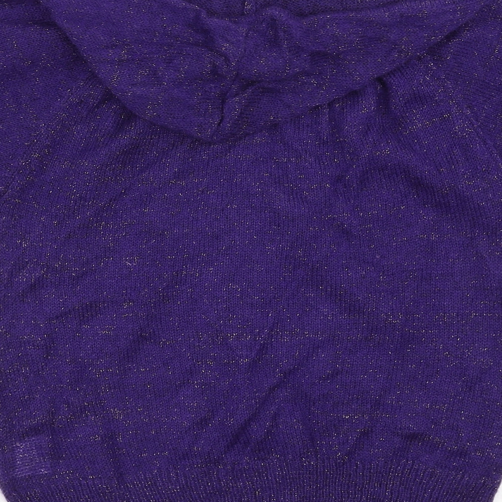 Brand and care label for Internationale women’s purple full zip jumper, size UK 12, - hooded