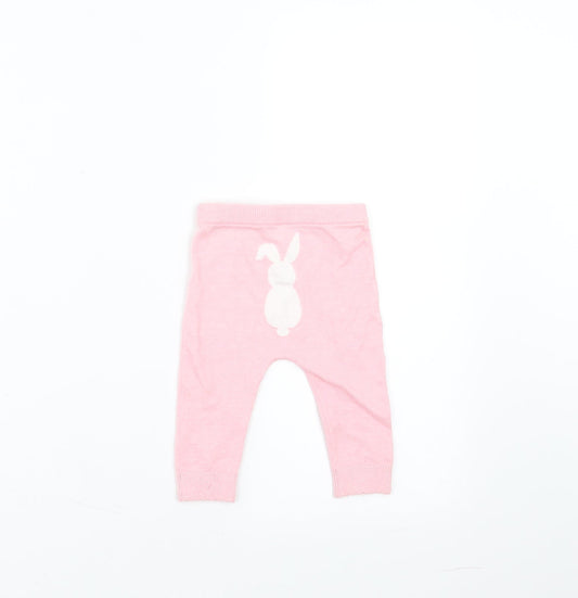 Little Nutmeg Girls Pink Jogger Trousers Size 3-6 Months - rabbit