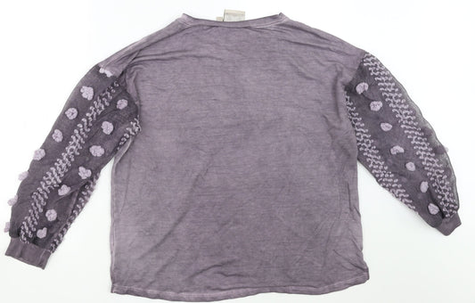 Dantelle Womens Purple Pullover Sweatshirt Size L - Sheer Sleeves