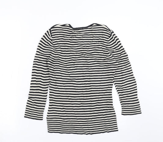 PLANET Womens Black Striped Pullover Jumper Size XS