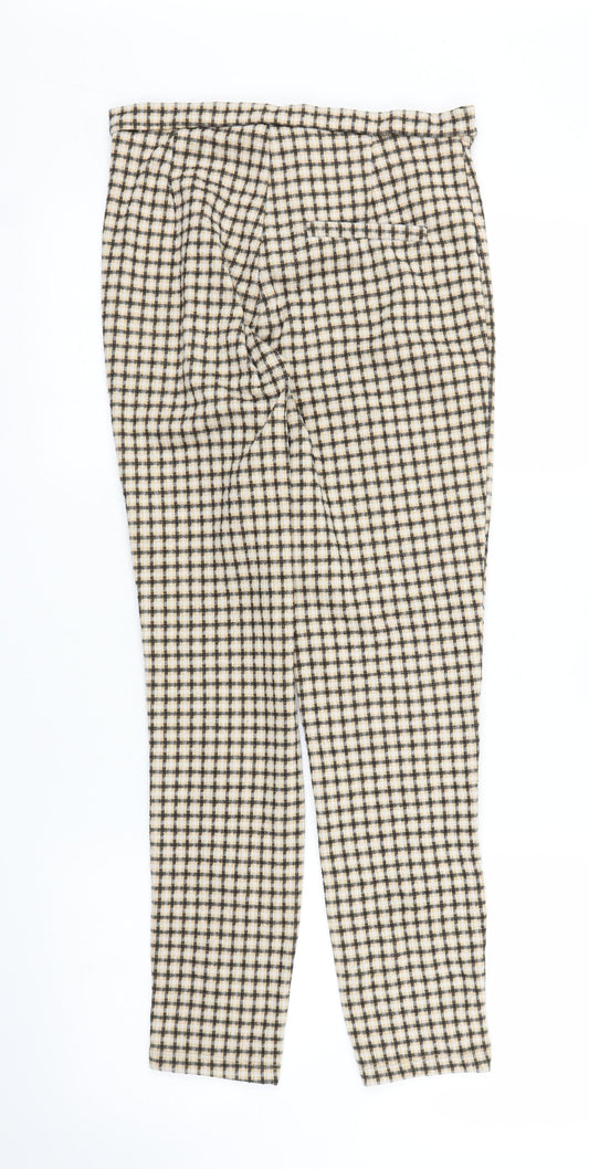 Mango Womens Brown Plaid Carrot Trousers Size M L25 in