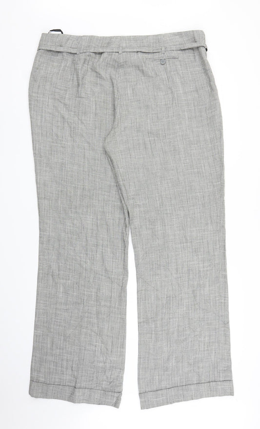 Evie Womens Grey Herringbone Trousers Size 18 L31 in