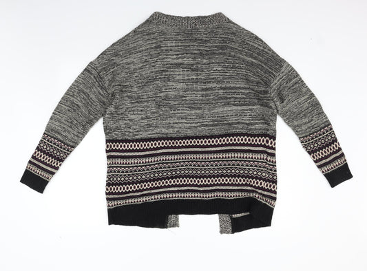 Miss Selfridge Womens Grey Geometric Cardigan Jumper Size 10