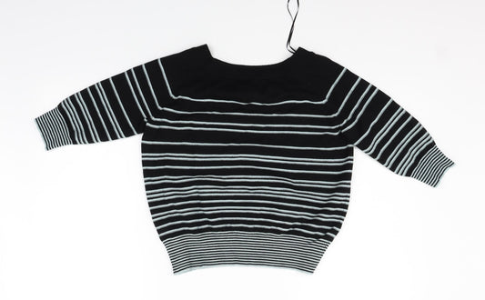Monsoon Womens Black Striped Pullover Jumper Size M