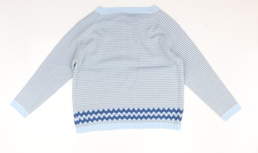SHEILAY Womens Blue Geometric Pullover Jumper Size S