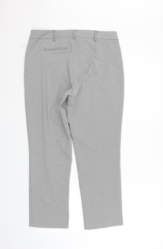 Miss Selfridge Womens White Geometric Trousers Size 12 L26 in