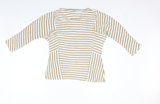 eypio Womens Beige Striped Basic Polo Size L