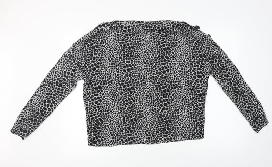 Dorothy Perkins Womens Black Animal Print Pullover Jumper Size 12