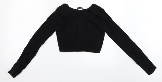 Stradivarius Womens Black Cropped T-Shirt Size XL