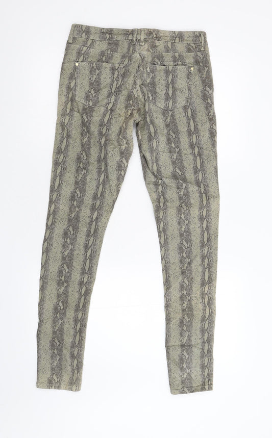 Topshop Womens Beige Animal Print Trousers Size 28 L30 in