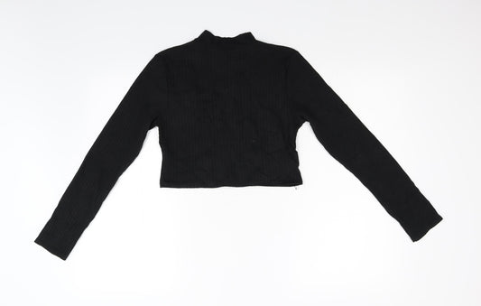 Nastygal Womens Black Cropped T-Shirt Size 10